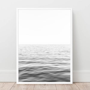 Ocean print, Black and White wall art, Calm Sea photography, Sea Waves Poster, Nordic Design, Minimalism, Digital Download, Ocean Printable
