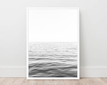Black and White Ocean Waves Print, Nordic Minimalist Photography (Digital Download)