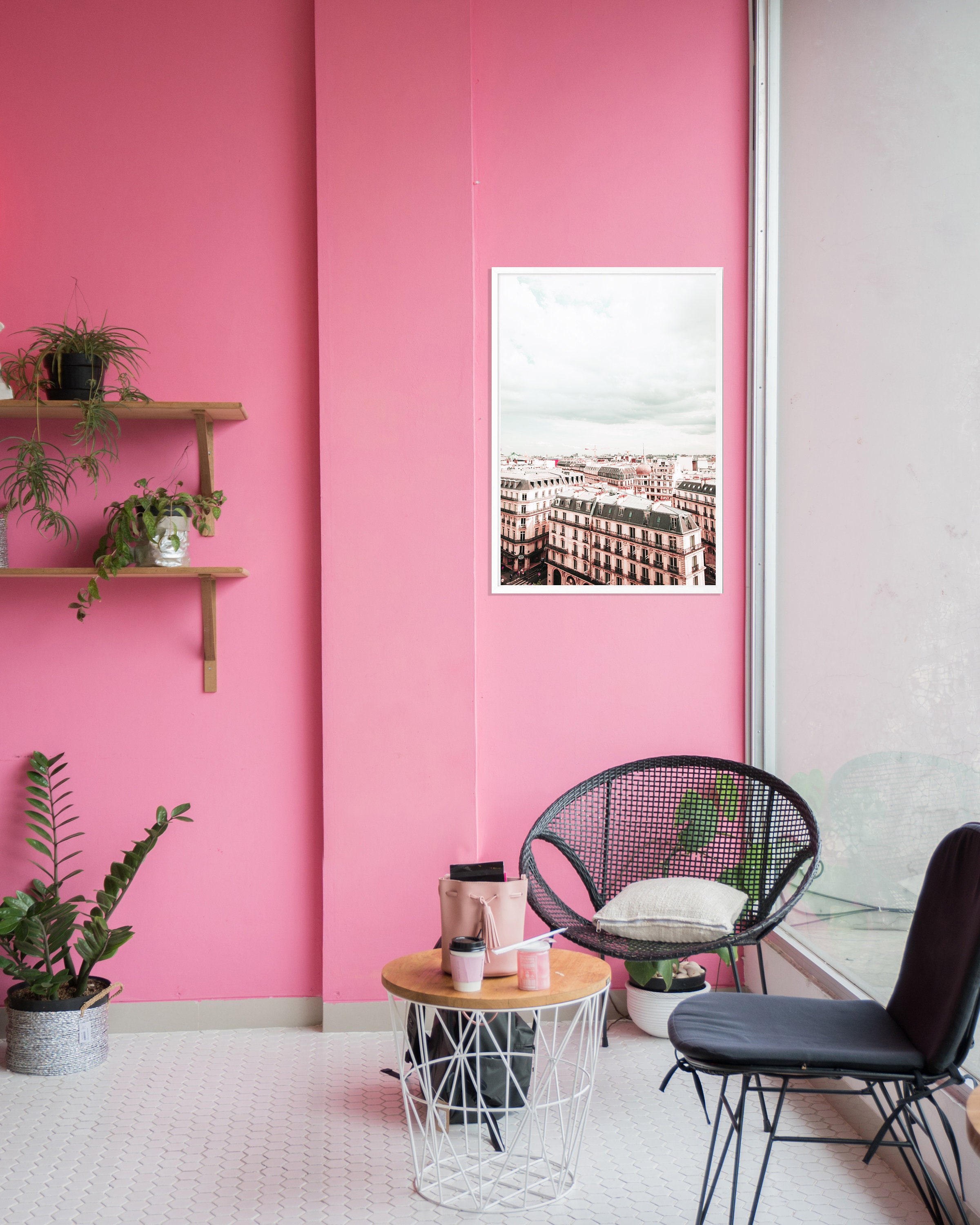 Paris Print Pink Paris Wall Art Urban Decor Architecture Etsy