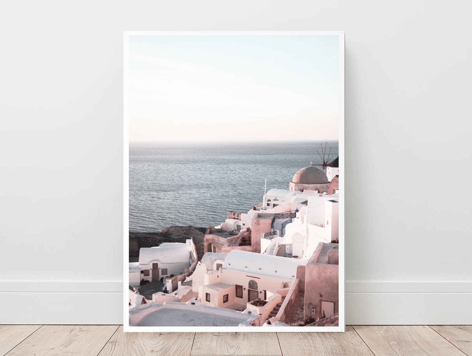 Santorini Print Greece Wall Art White and Pink Art Greek Etsy UK