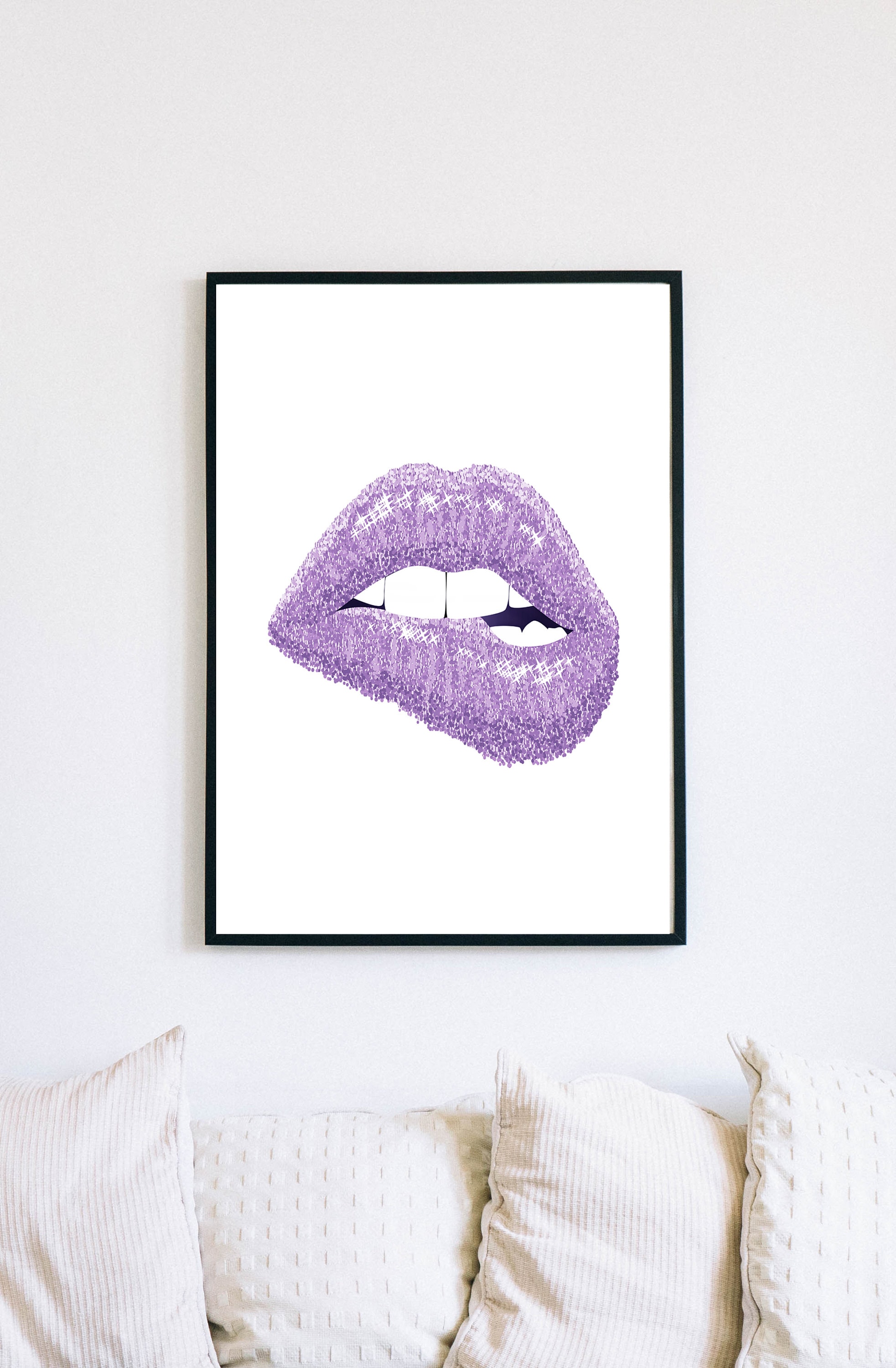 Purple Lips Print Light Purple Wall Art Fashion Poster - Etsy