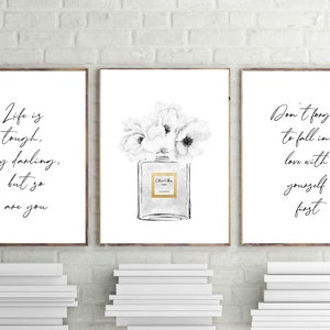 Fashion Wall Art, Perfume Print, Chic e glam, poster di citazioni di moda, la vita è dura cara Stampa, Citazione ispiratrice, download digitale