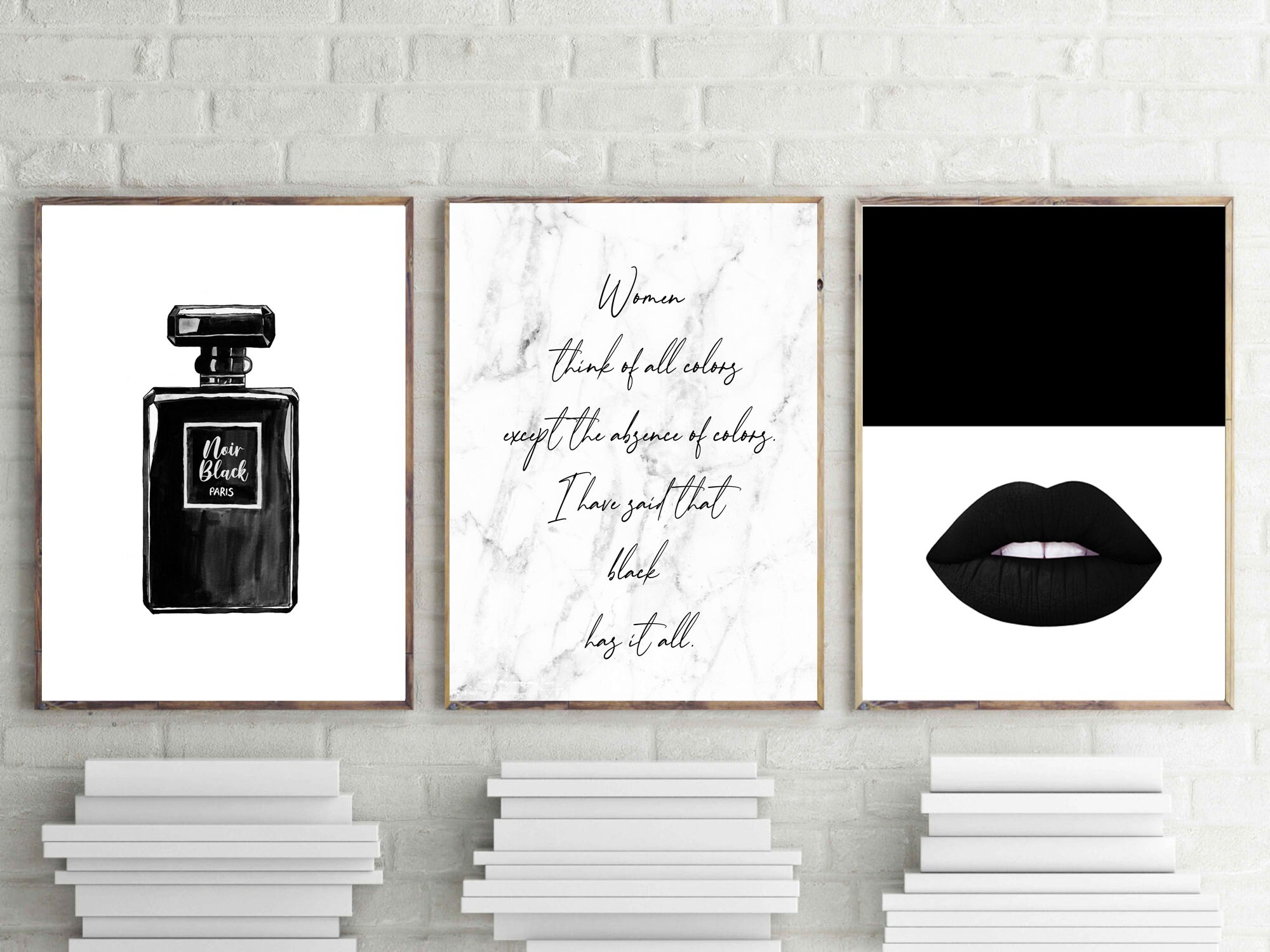 Fashion Prints Set of 3 Wall Art Black Posters Noir Black Etsy