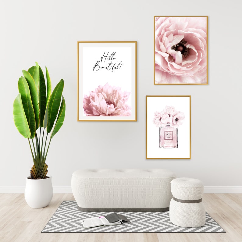 Blush Pink Peony Prints, Perfume Poster Set of 3 (digital Download) - Etsy