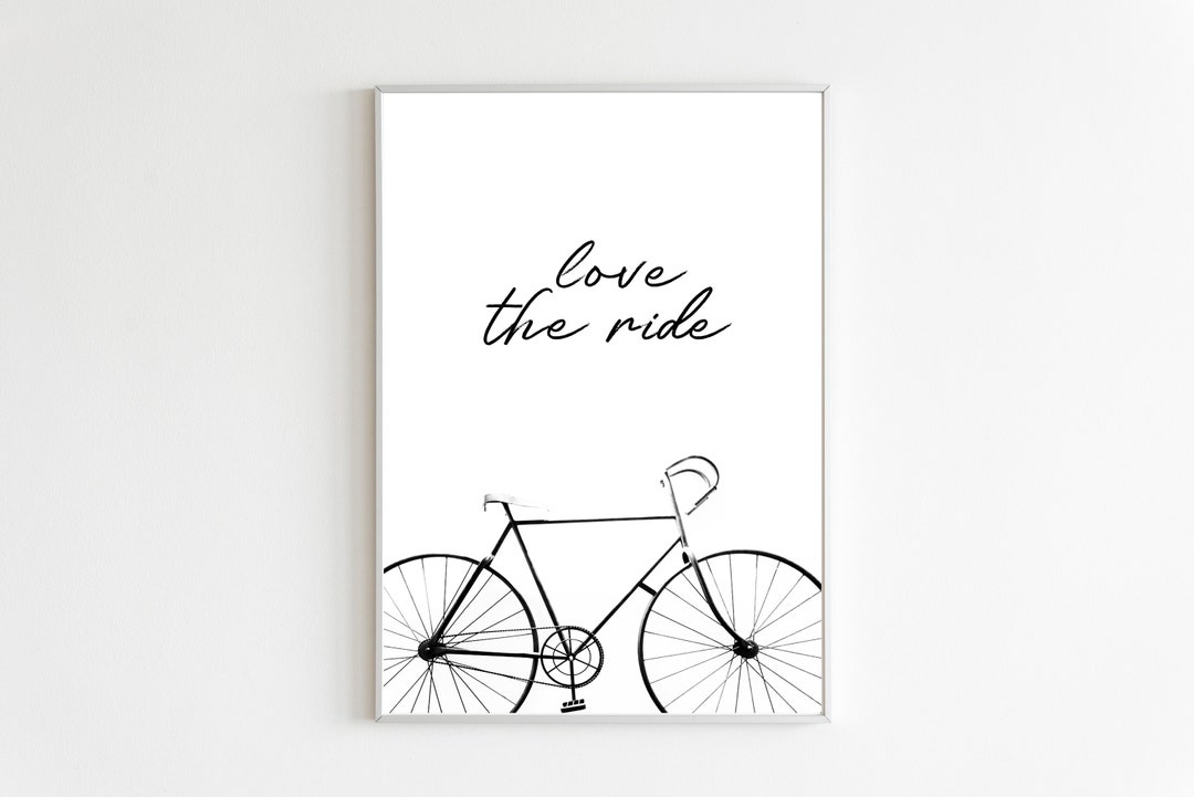 版画 リトグラフ「BICYCLE 」 Bike Print, Love the Ride Quote, Minimalist Bicycle Art (digital