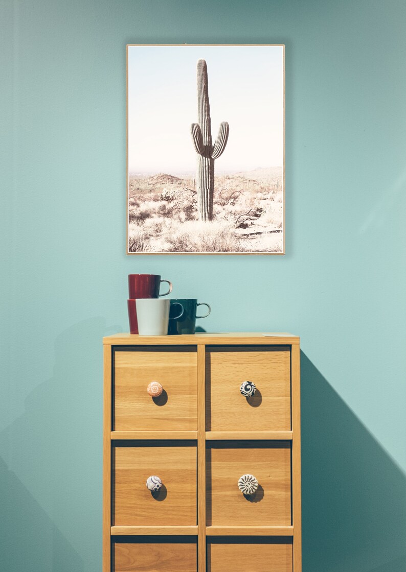 Desert Cactus Print Large Cactus Wall Art Aztec Poster Etsy