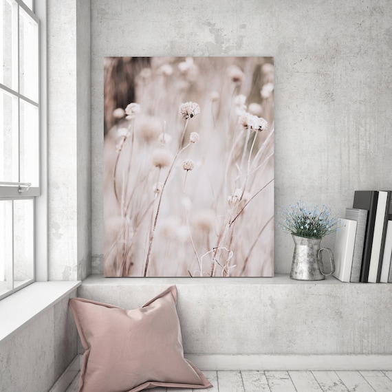 Cotton Grass Print, Blush Pink Beige Neutral Nordic Art (Digital Download)