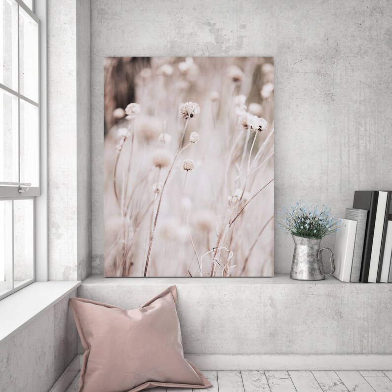 Neutral poster plants wall art minimal beige pink printable farmhouse decor nordic art cotton grass poster digital pastel colors art