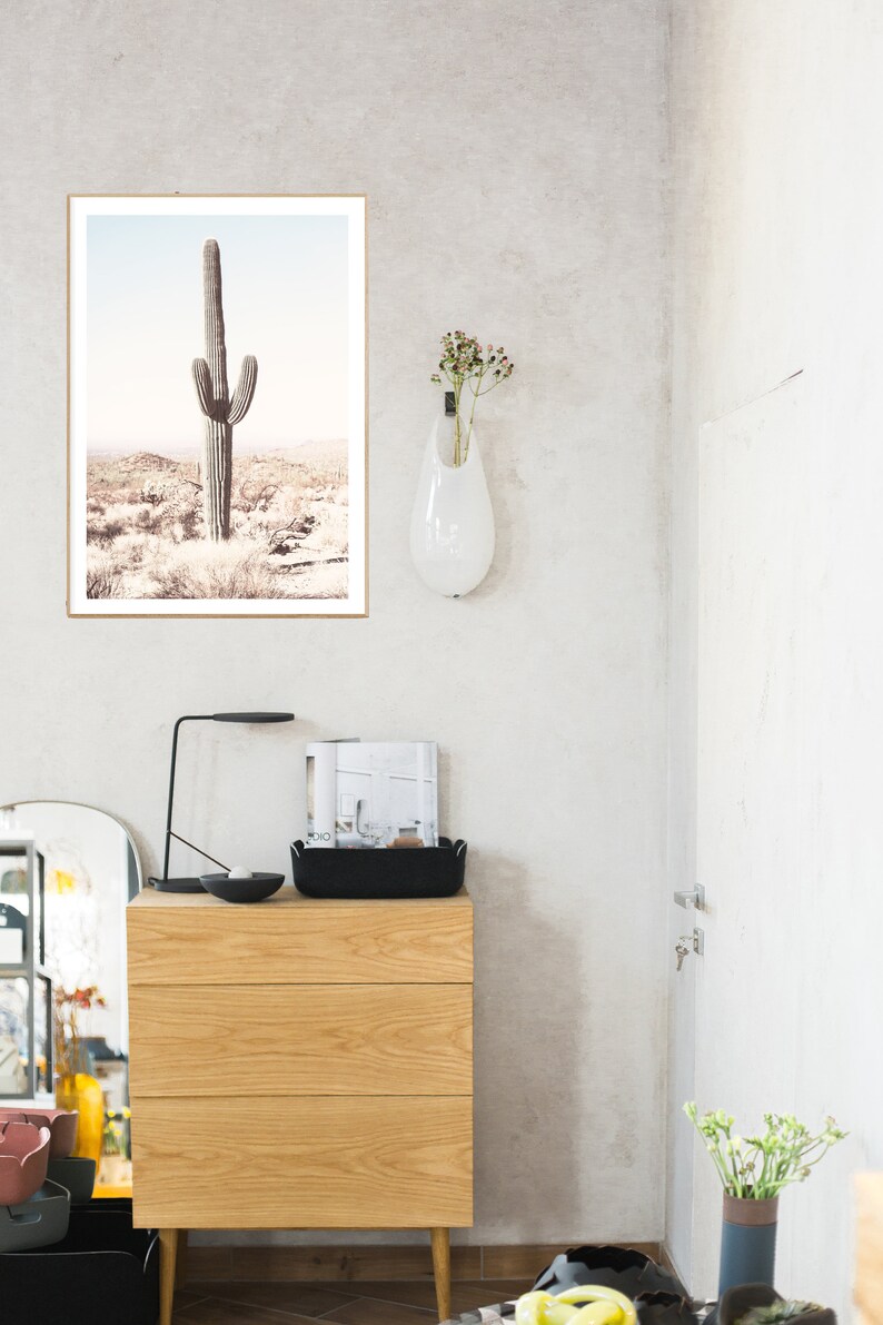 Desert Cactus Print Large Cactus Wall Art Aztec Poster Etsy