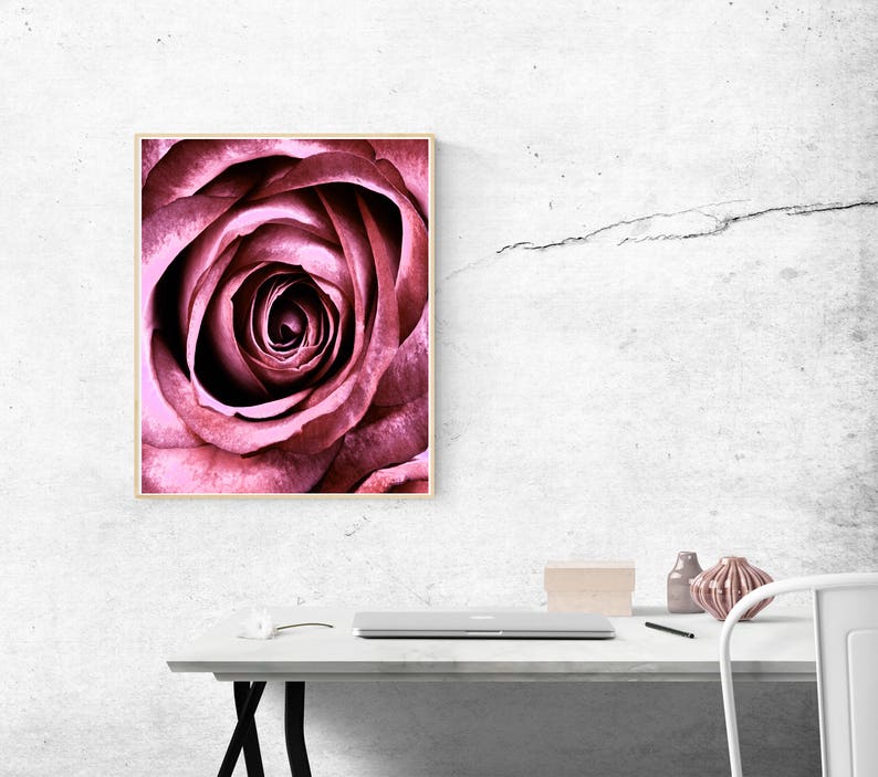 Rose Print Rose Wall Art Pink Flower Wall Art Floral - Etsy