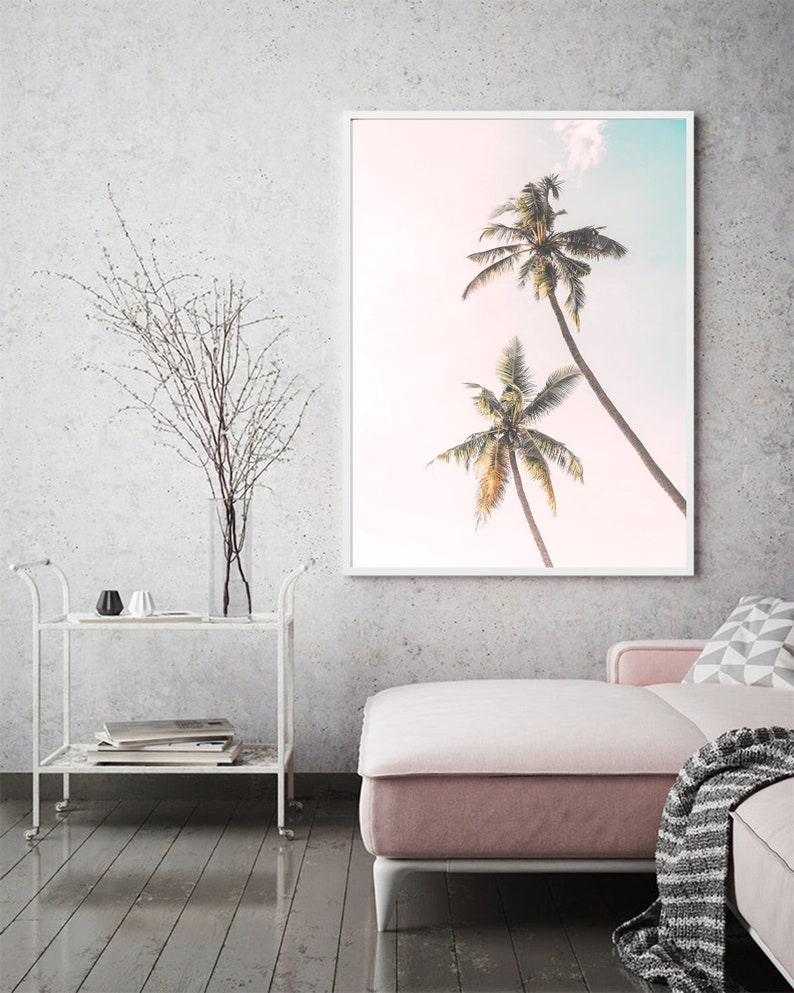 Palm Tree Print Tropical Wall Art Blush Pink Poster Hawaii - Etsy