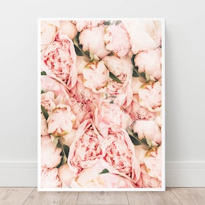 Peonies Print, Coral Color Poster, Peachy home decor, Flowers Wall Art, Bouquet Of Peonies Art, Floral Bedroom Decor,Peony Digital Download