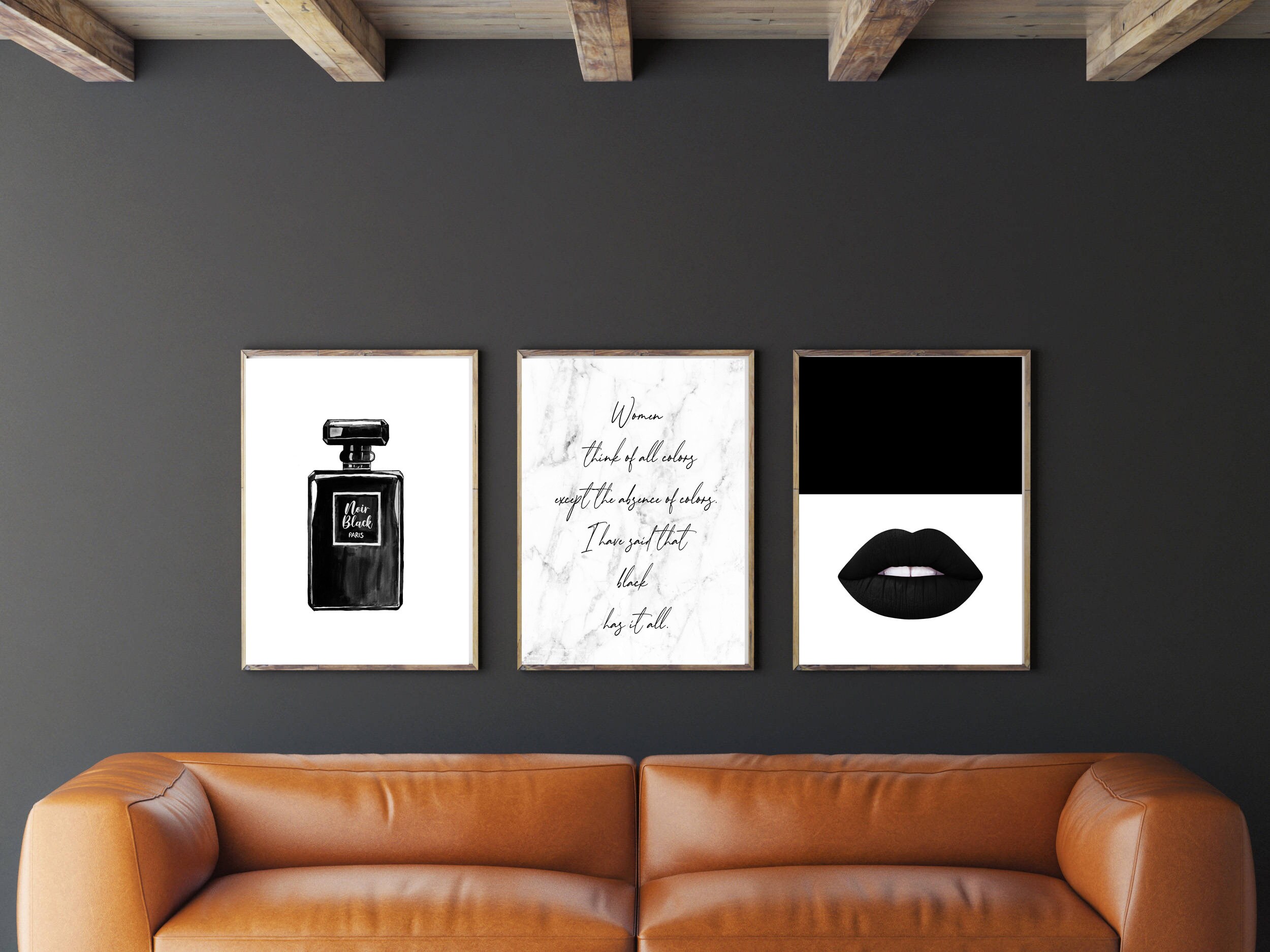 Fashion Prints Set of 3 Wall Art Black Posters Noir Black Etsy