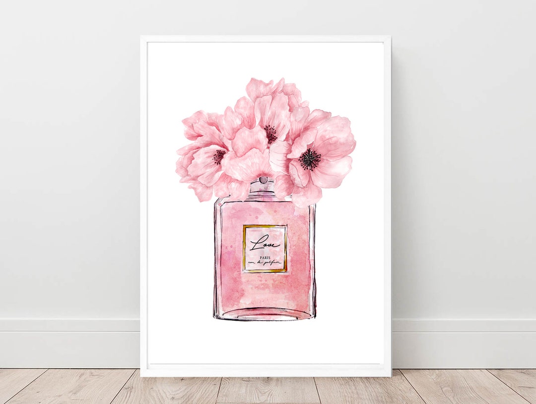 Love Perfume Print Pink Wall Art Perfume Poster Fashion 