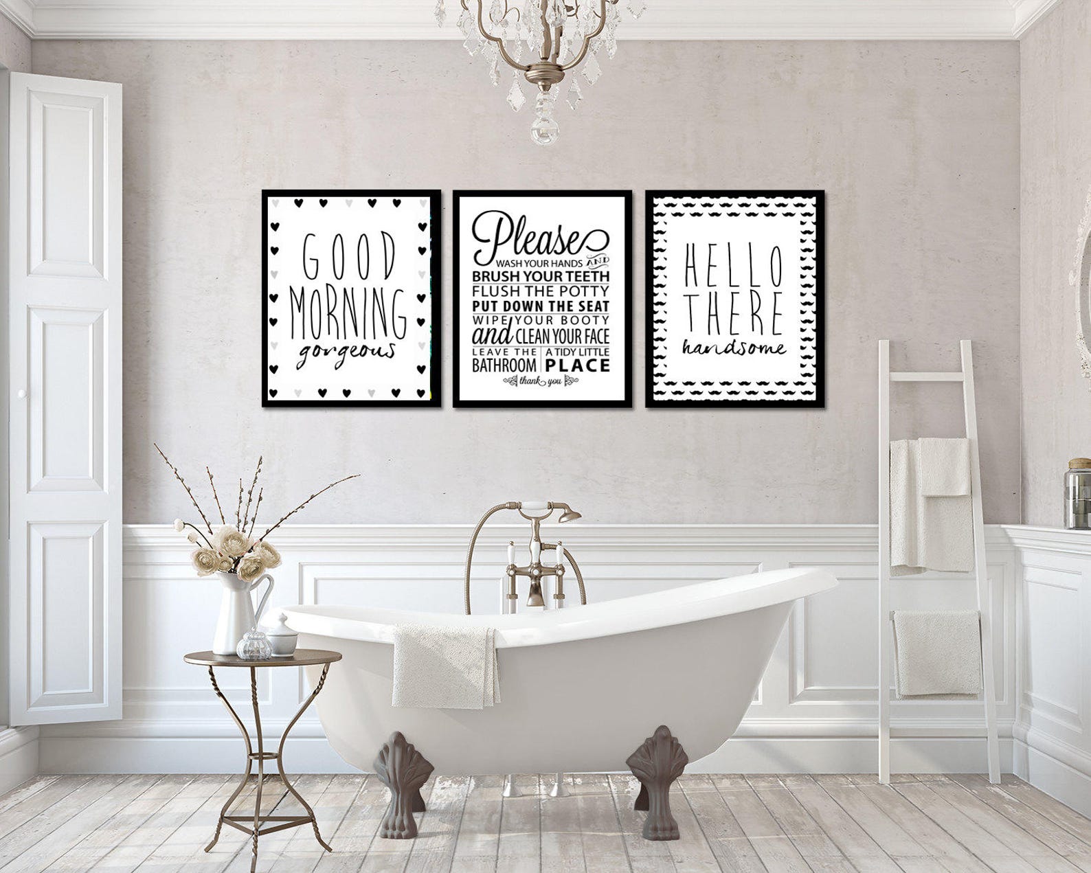 Bathroom Wall Art Goodmorning Print Hello Handsome Etsy Canada