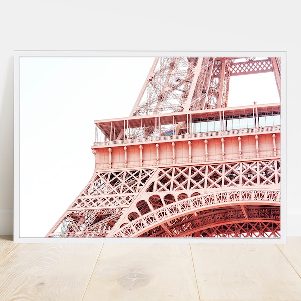 Eiffel Tower Print, Pink Peachy Poster, Paris Tower Wall Art, Blush Pink Decor, Minimal Wall Decor, Boho Home, Eclectic Decor, Girls Bedroom