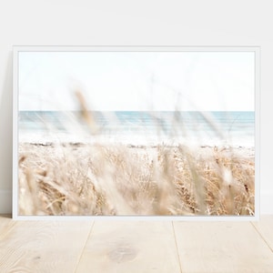 Coastal Print, Beach Wall Art, Earthy Colors Wall Decor, Boho Chic Decor, Ocean Poster, Wheat Grass Photo, Minimal, Digital Download, Beach