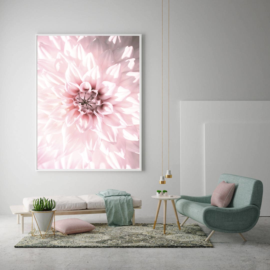 Pink Dahlia Print, Light Blush Wall Art, Nursery Wall Art, Blossom ...