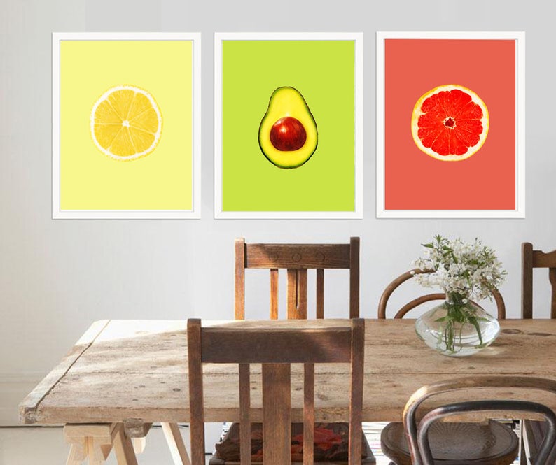 Kitchen Prints Kitchen Wall Art Set of 3 Prints Lemon Etsy Canada