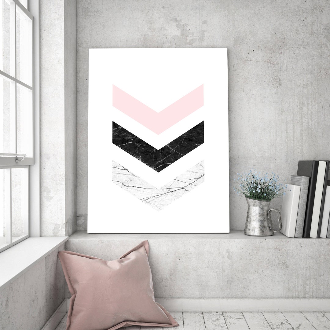 Chevron Print, Geometric Print, Blush Pink Wall Art, Large Poster ...