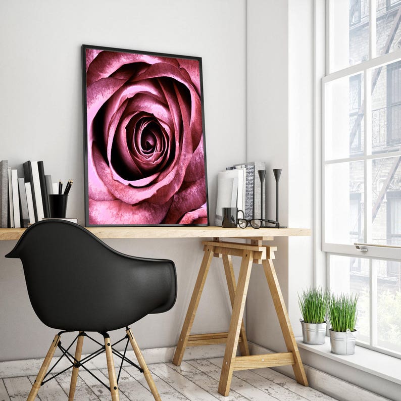 Rose Print Rose Wall Art Pink Flower Wall Art Floral Etsy