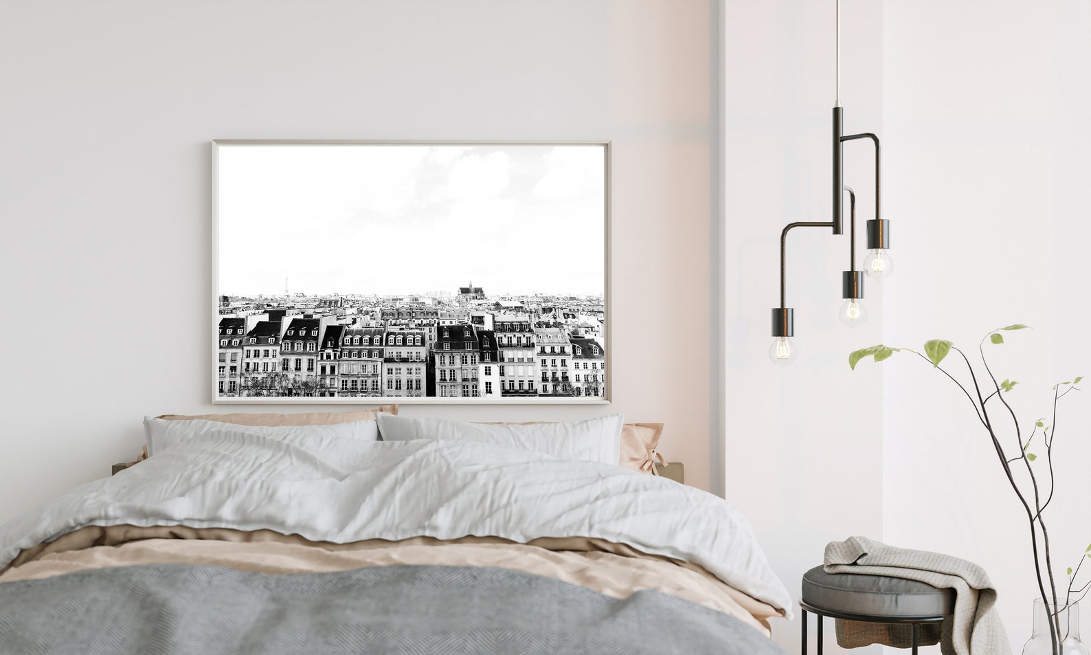 Paris Printable Art Black and White Print Paris Houses Wall - Etsy