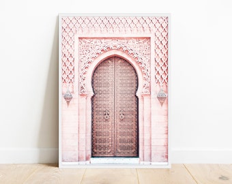 Moroccan Door Print, Peachy Pink Door Art, Bohemian Decor, Oriental Decor, Morocco Style Home, Door Photography, Download Print, Fashion Art