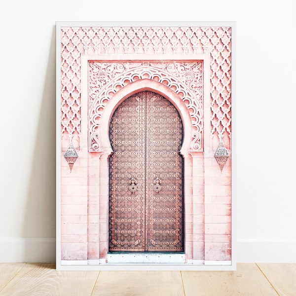 Moroccan Door Print, Peachy Pink Door Art, Bohemian Decor, Oriental Decor, Morocco Style Home, Door Photography, Download Print, Fashion Art