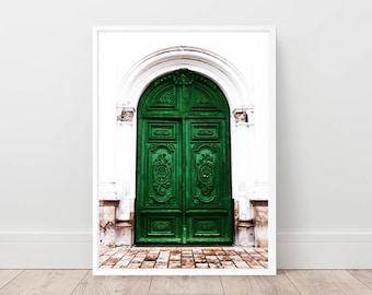 Green Door Print, Architecture Wall Art, Green Door Poster, Door Photography, Minimal Decor, Chic Printable Art, Digital Download, Door Art