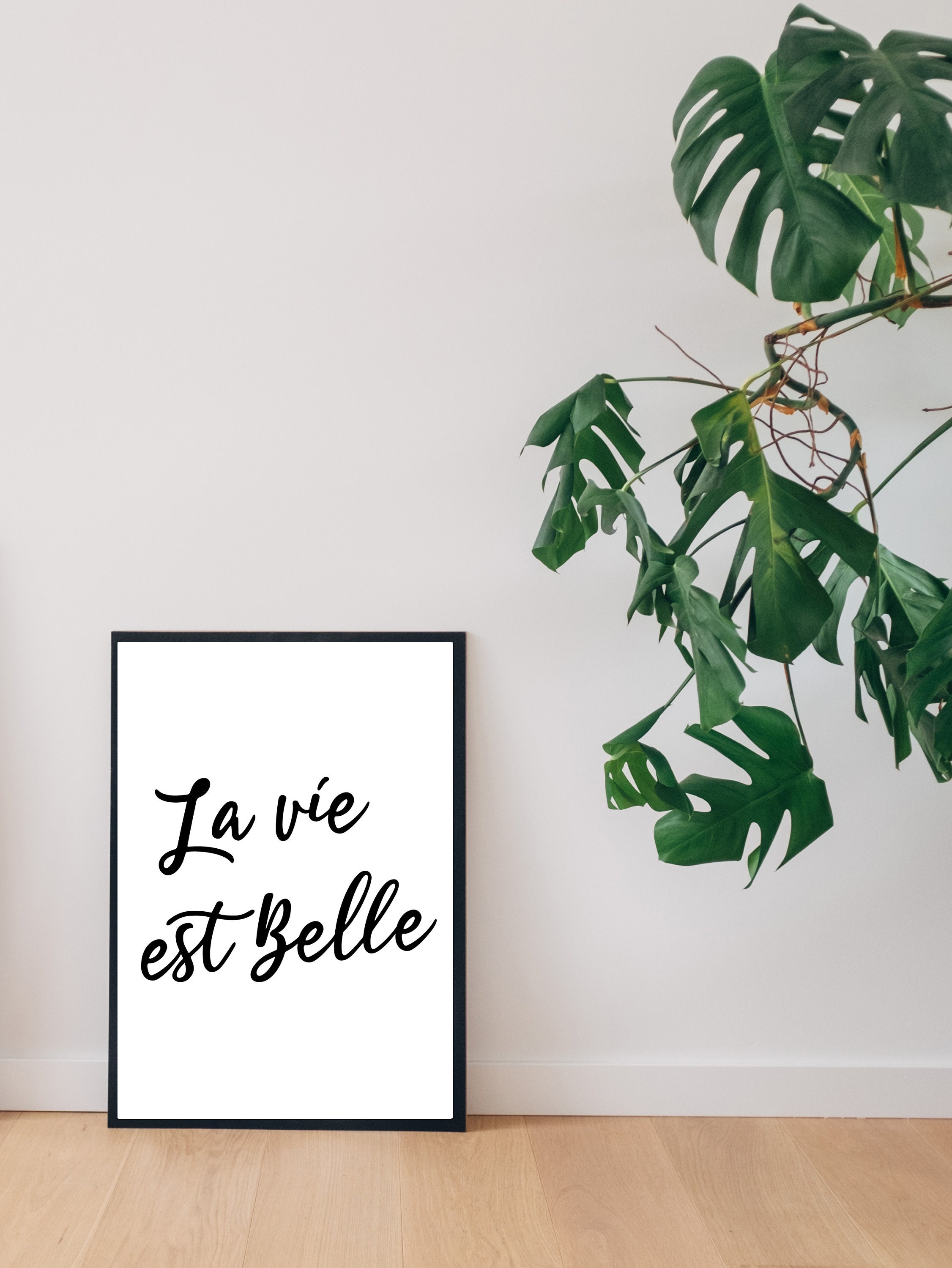 Art Minimal Living Quote La Etsy Bedroom Words Download, Est Belle Quote, - Decor, Poster, Print, Quote Vie Art, French Inspirational Room Wall
