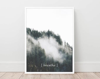 Foggy Forest Print, Scandinavian Nature Wall Art (Digital Download)