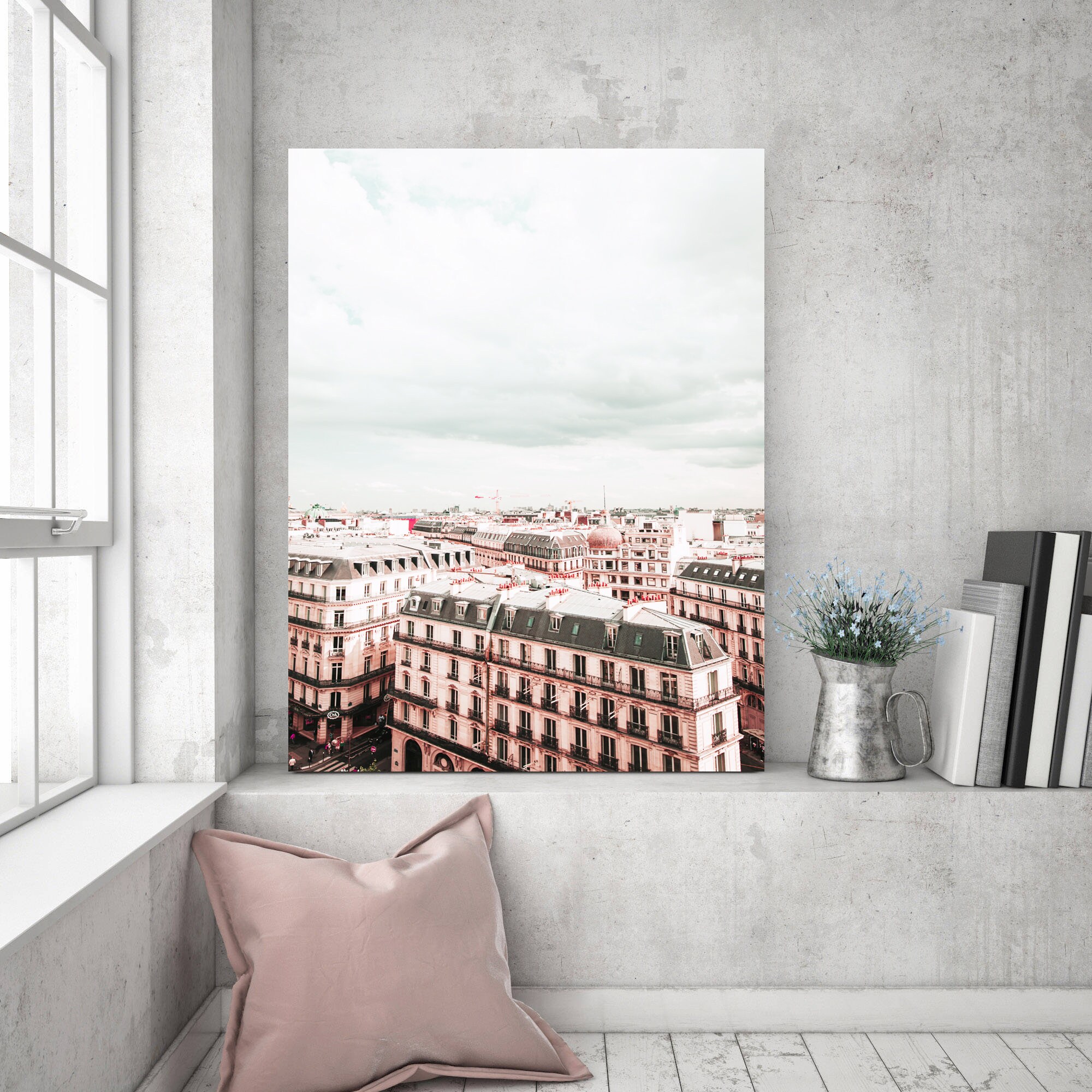 Paris Print Pink Paris Wall Art Urban Decor Architecture Etsy