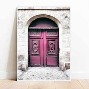burgundy purple door print, rustic door poster, purple brownish door wall art, architectural photography, entrance printable art, download