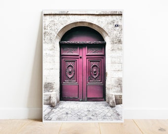 burgundy purple door print, rustic door poster, purple brownish door wall art, architectural photography, entrance printable art, download