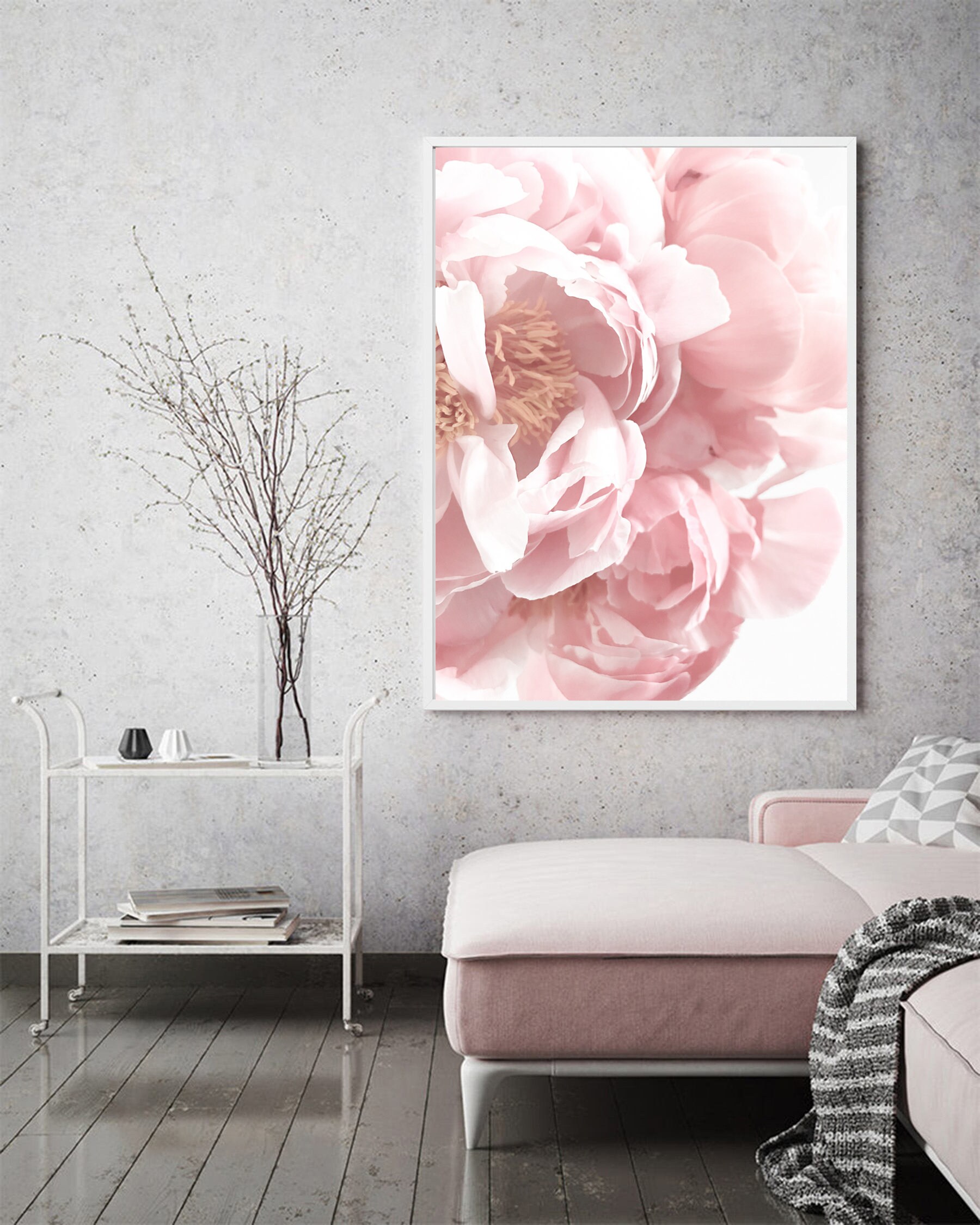 Peony Print Blush Pink Wall Art Flower Poster Pastel Decor - Etsy Canada