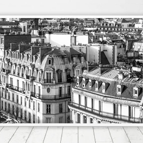 Paris Printable Art Black and White Print Paris Houses Wall - Etsy