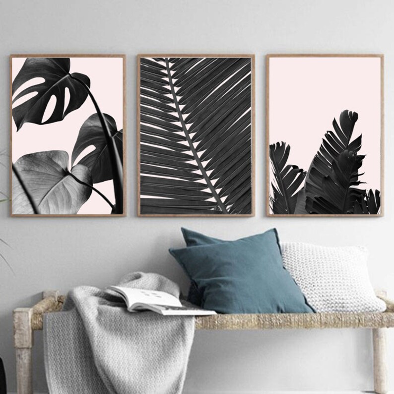 Tropical Leaves Art Print Set of 3 Monstera Wall Art Palm Etsy Canada