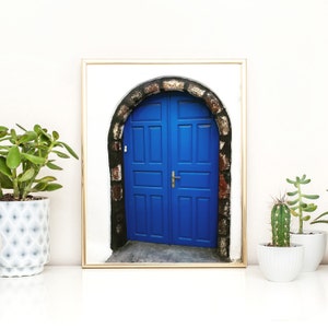 Santorini Blue Door Print, Greek Island Wall Art (Digital Download)
