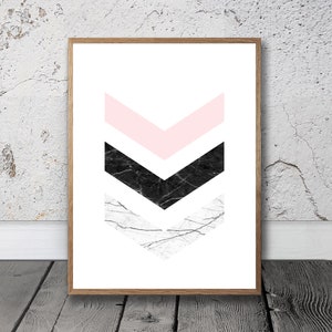 Chevron Print, Geometric Print, Blush Pink Wall Art, Large Poster ...