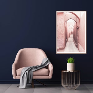 Moroccan Streets Print, Oriental Art, Bohemian Decor, Peachy Pink Decor, Morocco Style Home, Street Paths Photography, Modern Download Print