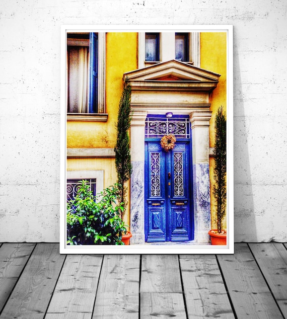Blue Door Photography Print, Greece Wall Art, Mediterranean Decor (Digital Download)