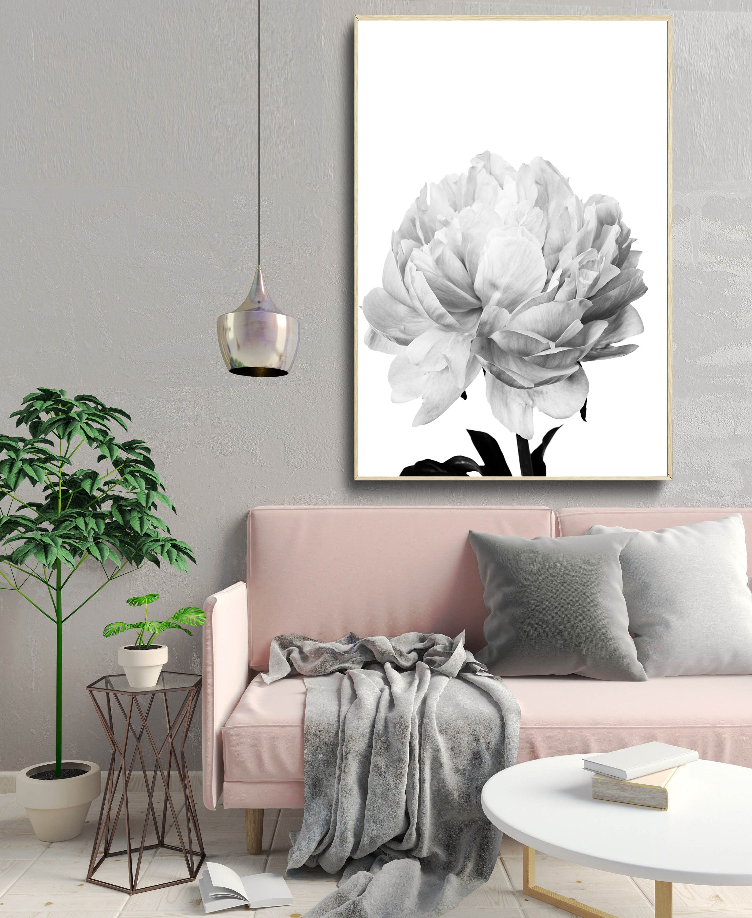Peony Wall Art Flower Print Black and White Photography - Etsy