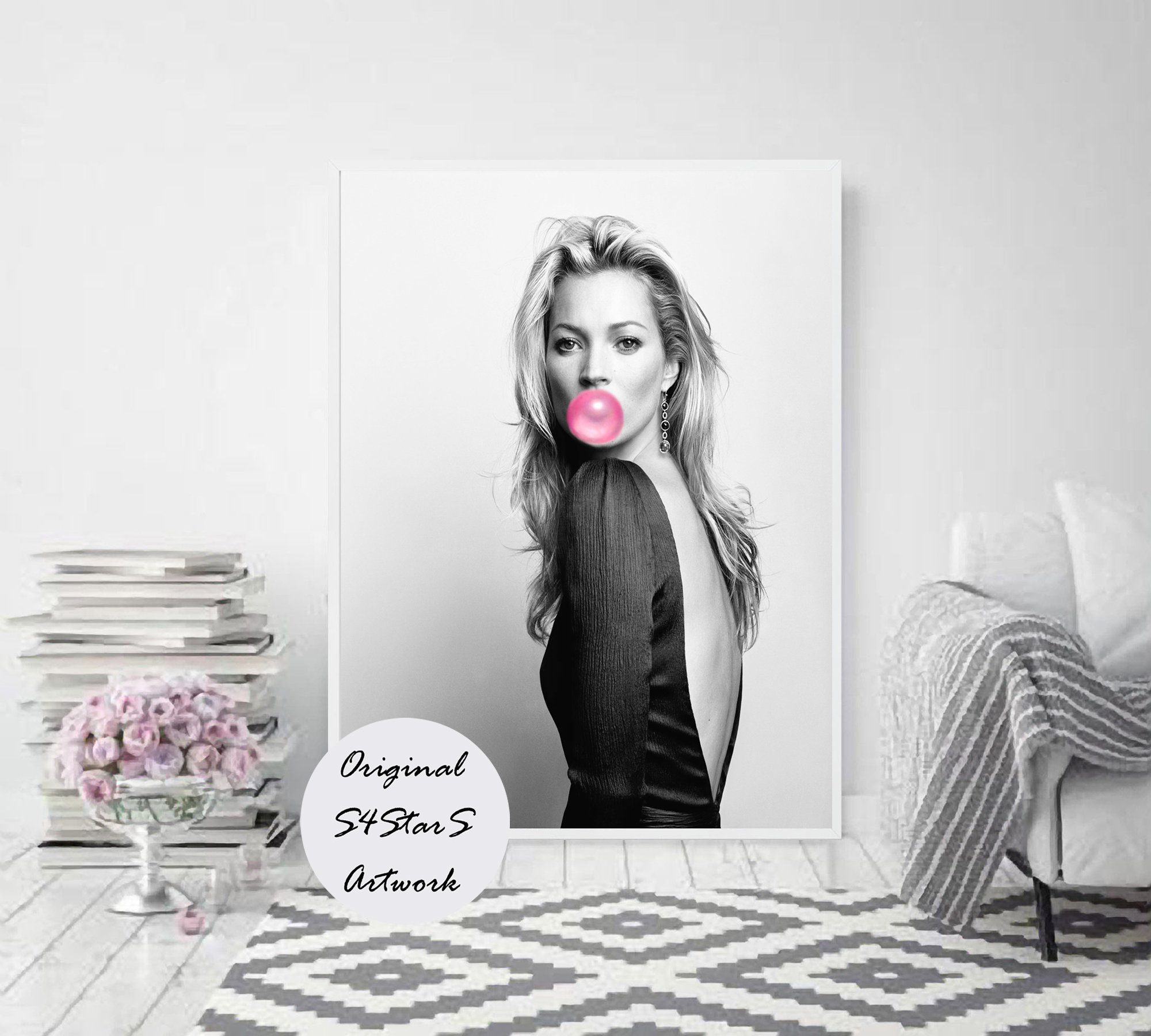 Kate Moss Print Kate Moss Bubble Gum Wall Artfashion Print - Etsy Australia