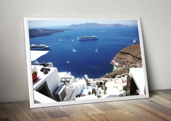 Santorini Printable Griechenland Wallart Ozean Mediterrane Etsy
