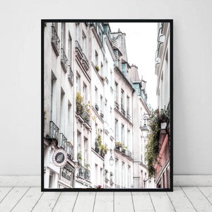 Paris print, street of Paris photography, paris wall art, urban decor, pink decor, minimal, France poster, Paris buildings, city, modern art