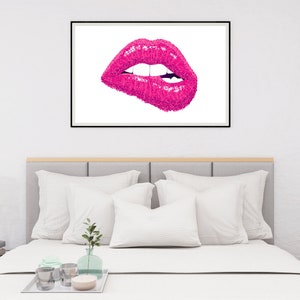 Pink Lips Print Fashion Wall Art Sparkle Lips Poster - Etsy