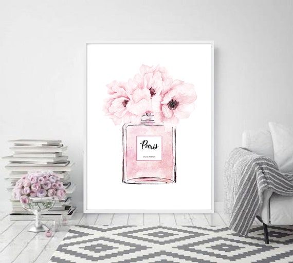 Paris Perfume Print Light Pink Perfume Print Vanity Decor -  Israel