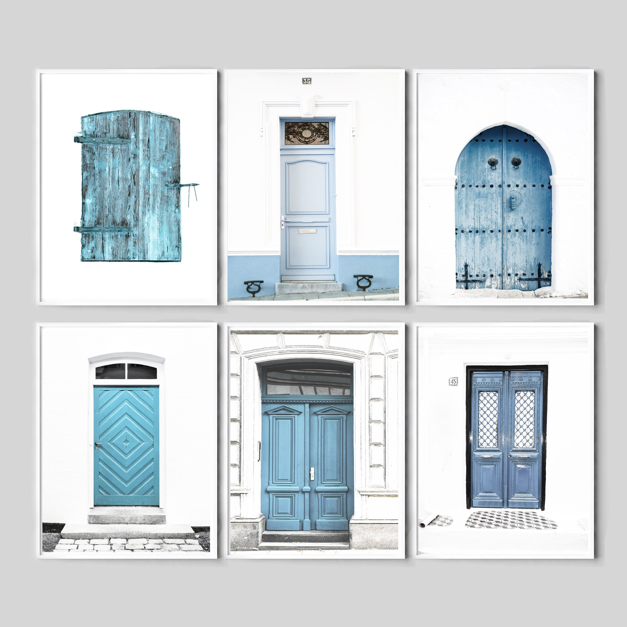 Light Blue Doors Wall Art Door Print Set of 6 Prints Window Etsy