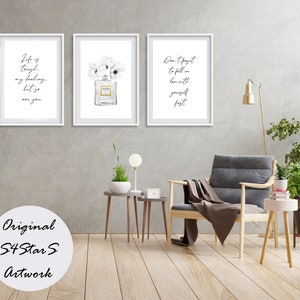 Fashion Wall Art, Perfume Print, Chic and glam, fashion quotes posters,, life is tough darling Print, Inspirational Quote, digital download image 2