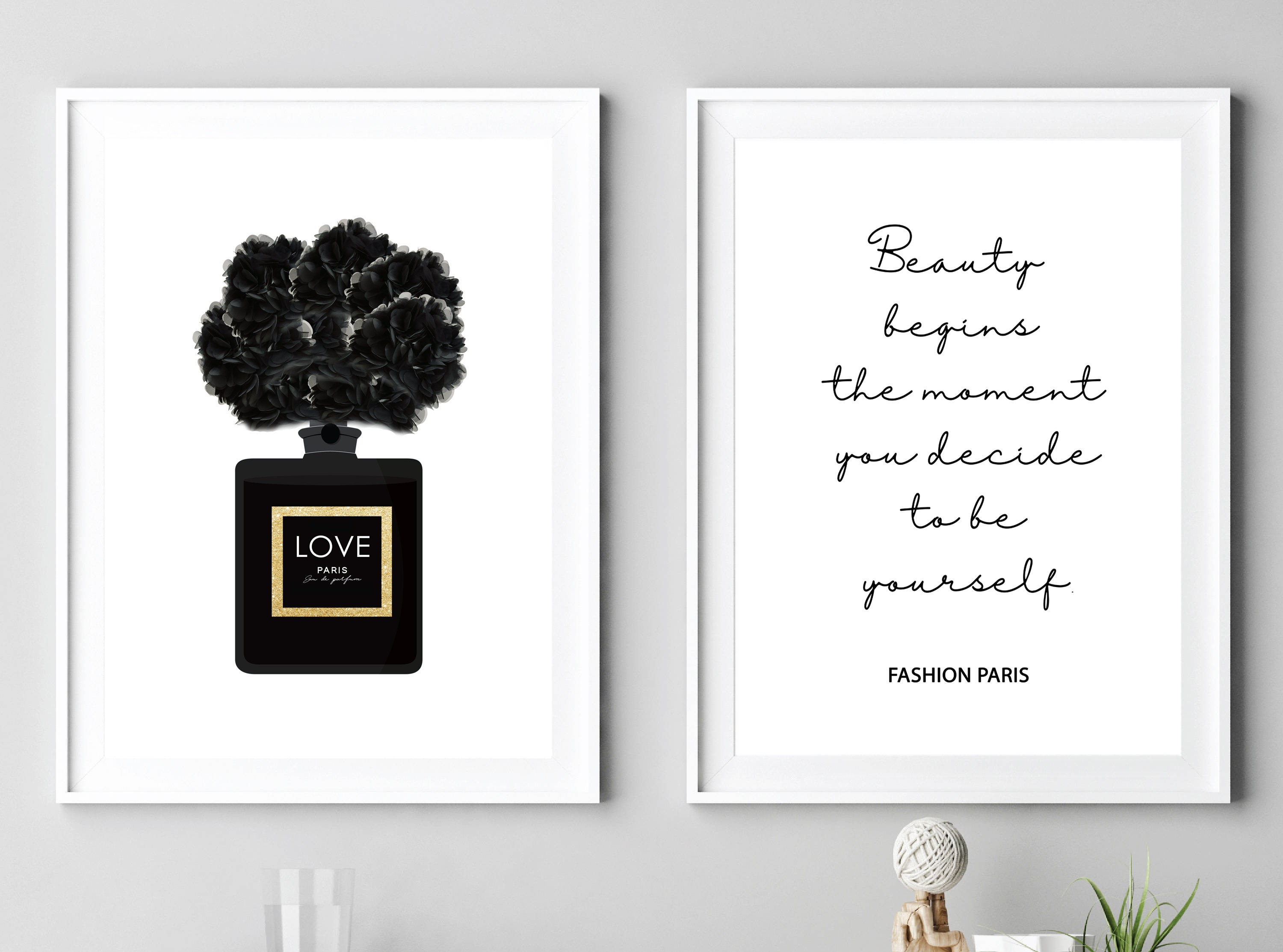 Fashion Paris Prints Black Perfume Prints Set of 3 Wall Art 